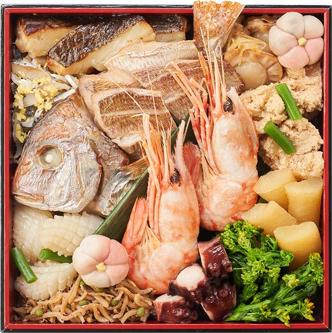 オイシックスのおせち料理『琥珀』お得な早割で4,500円割引!二の重のお品書き